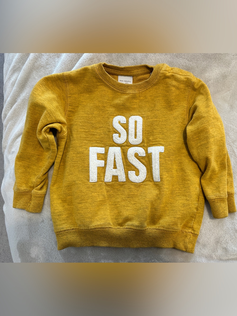 Zara ‘So Fast’ Mustard Yellow Crewneck Sweater Size 2/3